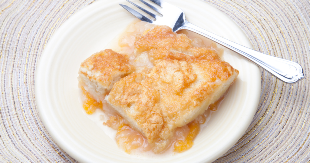fresh peach cobbler with cake mix